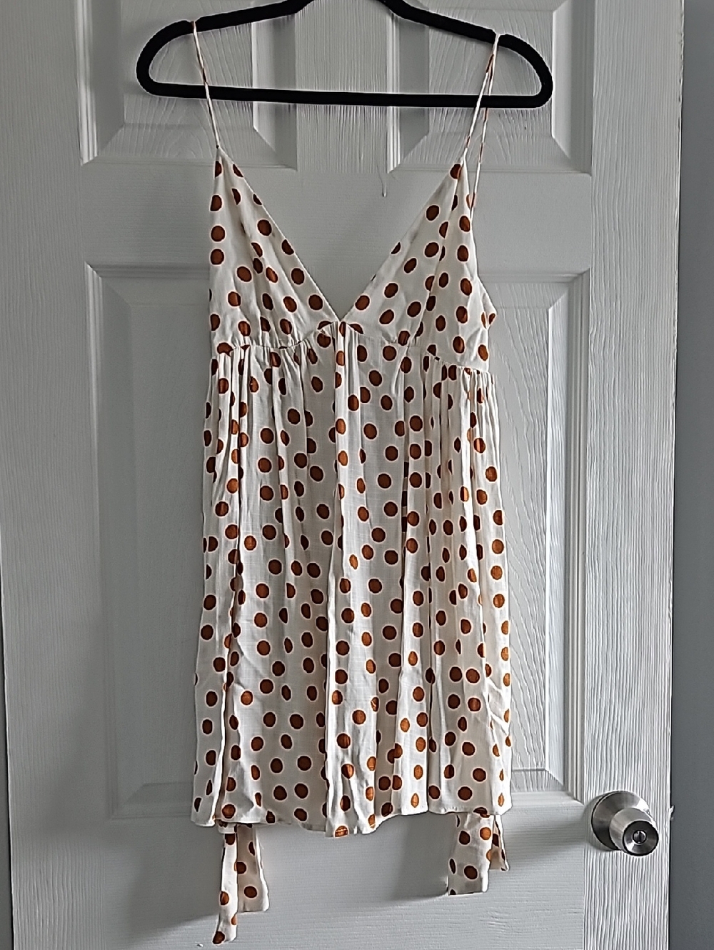 White Polka Dot Spaghetti Strap Mini Dress